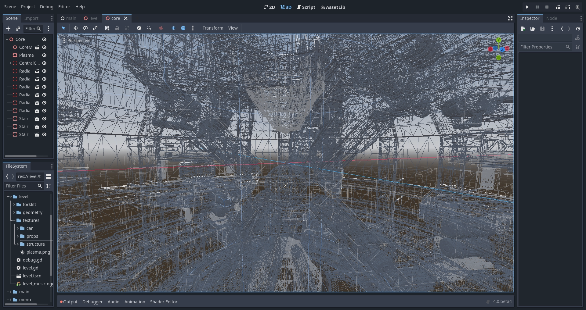 Redot editor showing a 3D workspace